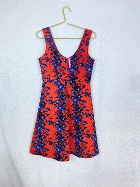Plenty by Tracy Reese Orange Blue Floral Fit & Flare Dress Size 6